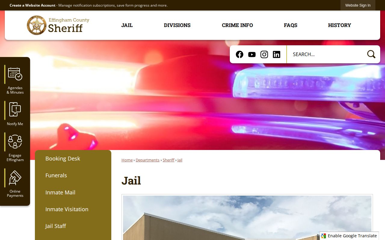Effingham County Jail booking and custody information source