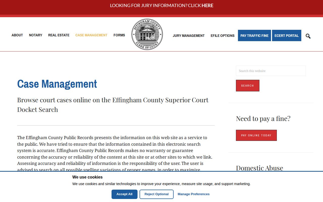 Effingham County Clerk case management and court record search source